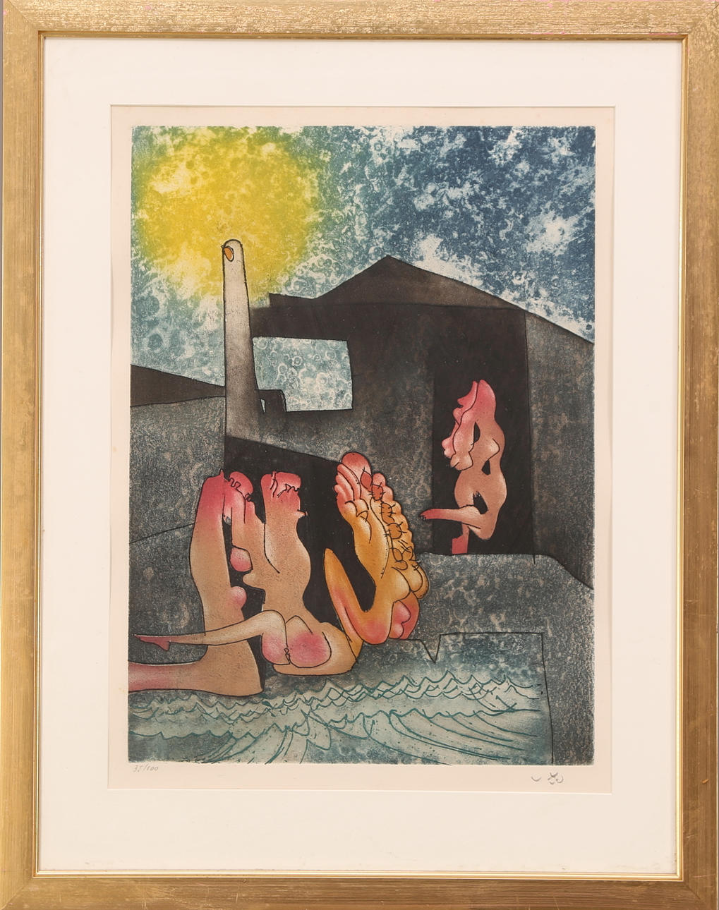 ROBERTO MATTA. "Dödsdansen", färgetsning 35/100, signerad, utförd 1972.
