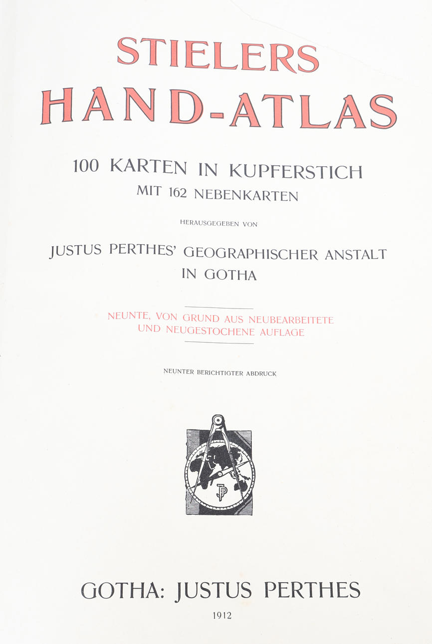 STIELER (ADOLF), STIELERS HAND-ATLAS 1912.