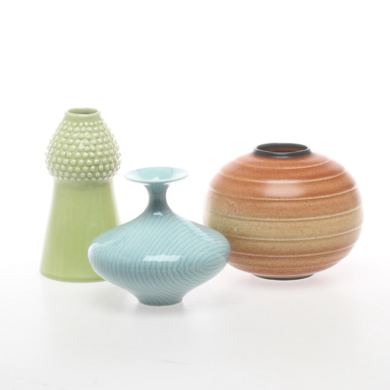 VASER, 3 st, keramik, Rörstrand, bland annat Hertha Bengtson, Gunnar Nylund, 1900-tal.