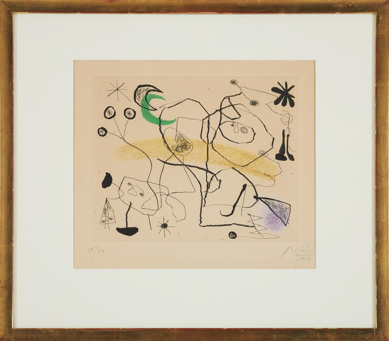 JOAN MIRÓ. Komposition, ur ”Série III”.