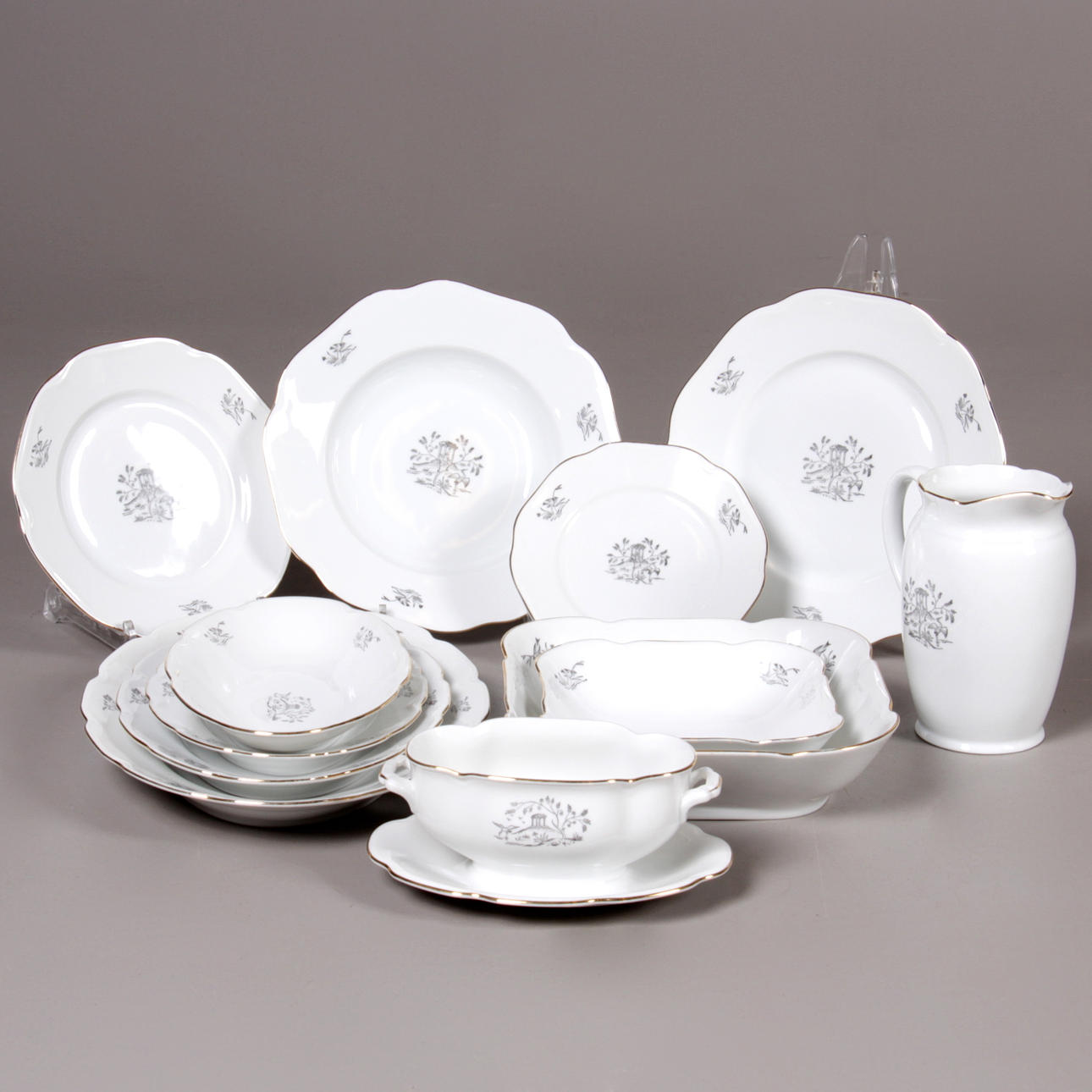 MATSERVIS, 56 delar,porslin, Lidköping, 1900-talets första hälft.