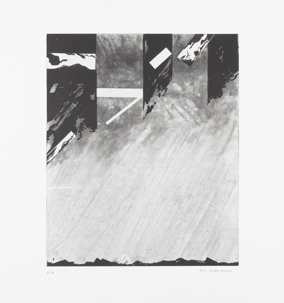 NILS KÖLARE. Komposition, etsning, oramat blad.