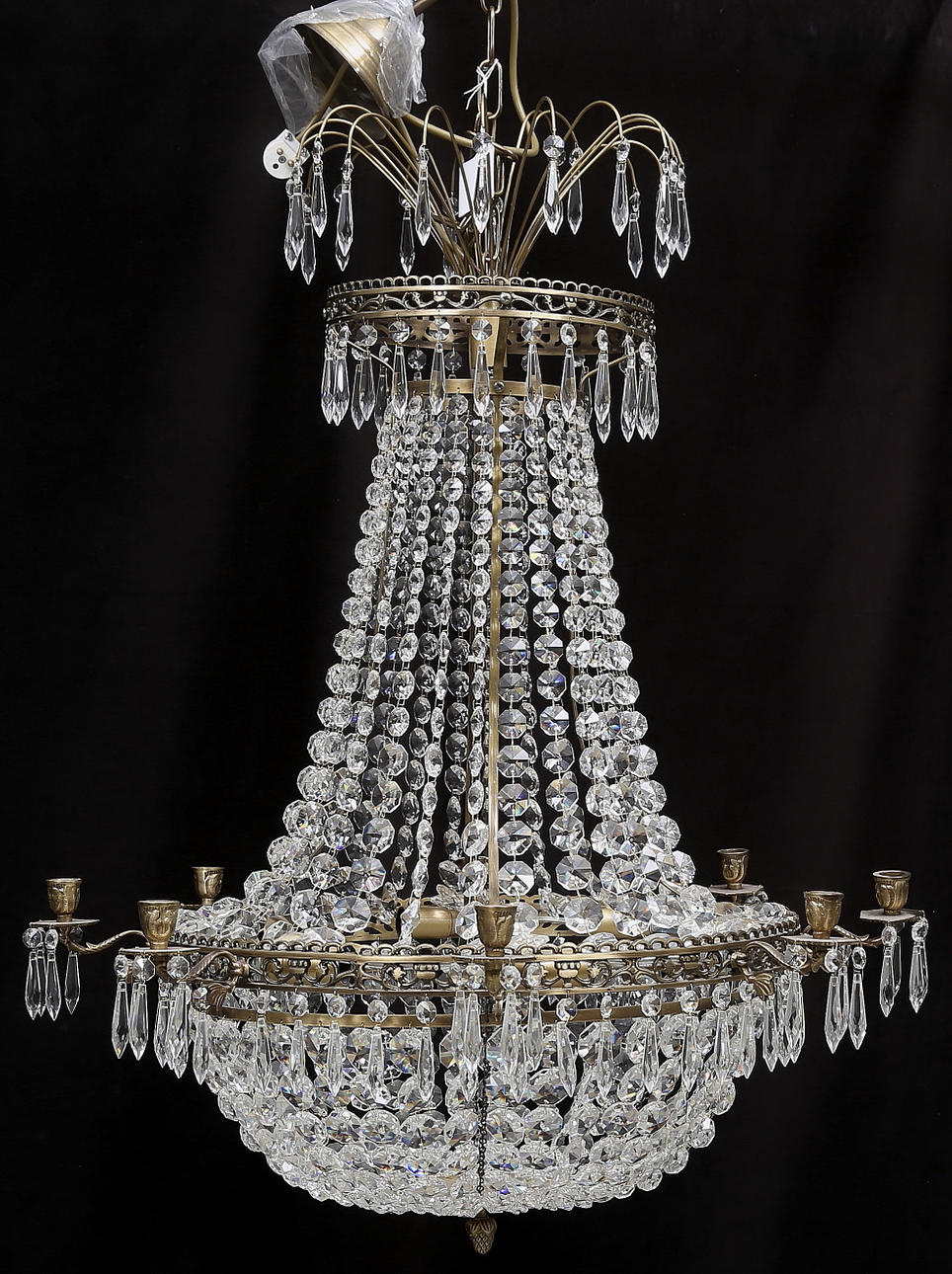 LJUSKRONA, empire-stil, höjd utan kedja ca. 85 cm.