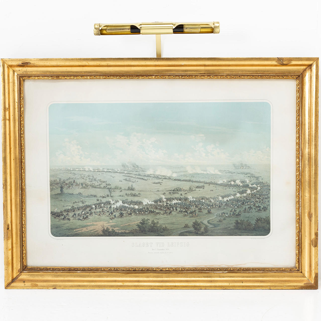 TRYCK, inglasat, " Slaget vid Leipzig ".