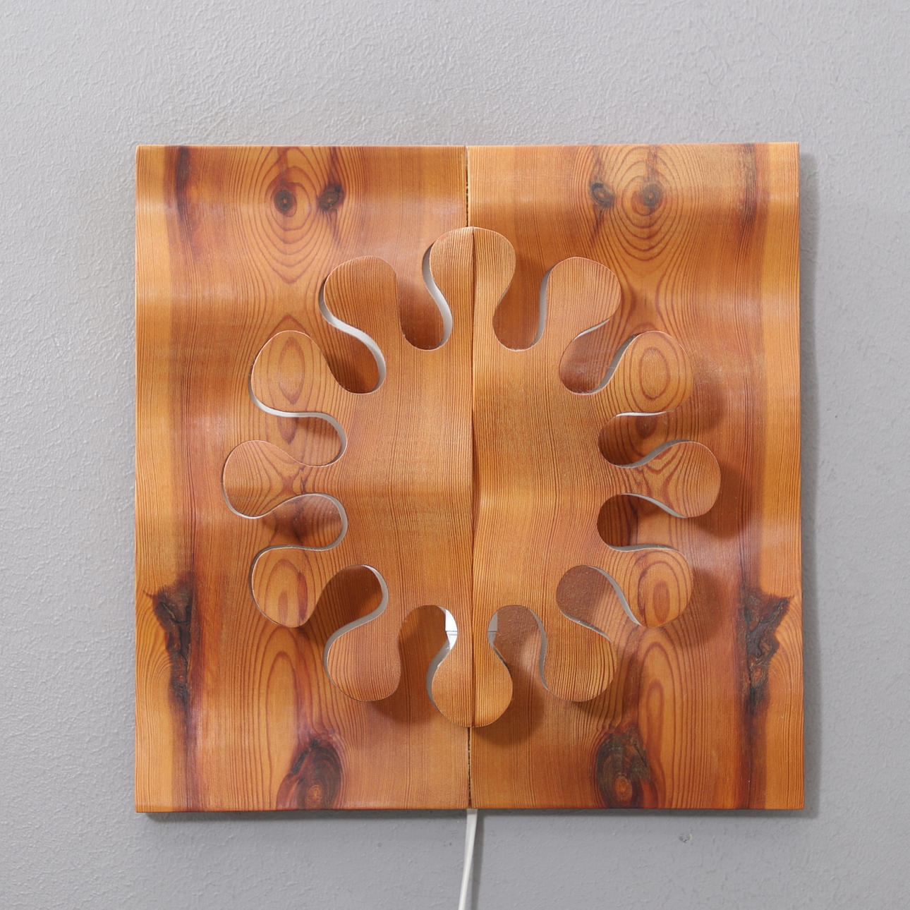 Wandlampe, Kiefernholz, 1970/1980er.