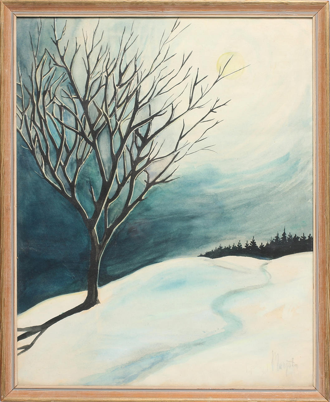 OIDENTIFIERAD KONSTNÄR. Landskapsmotiv, akvarell, otydlig signatur.