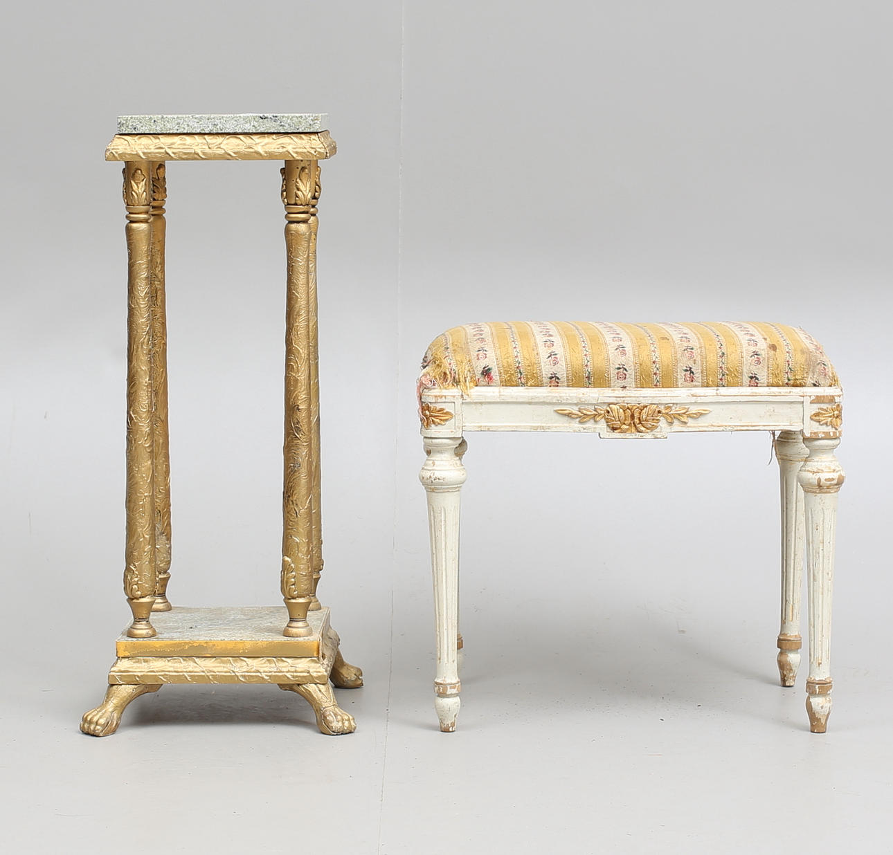 PIEDESTAL samt TABURETT, 1900-tal.