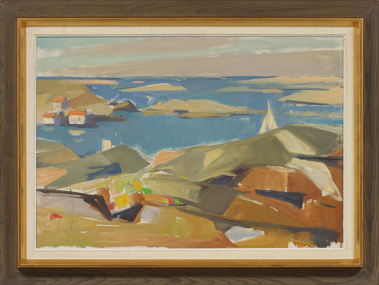 CARL GUNNE. Kustbild, olja på duk, signerad.