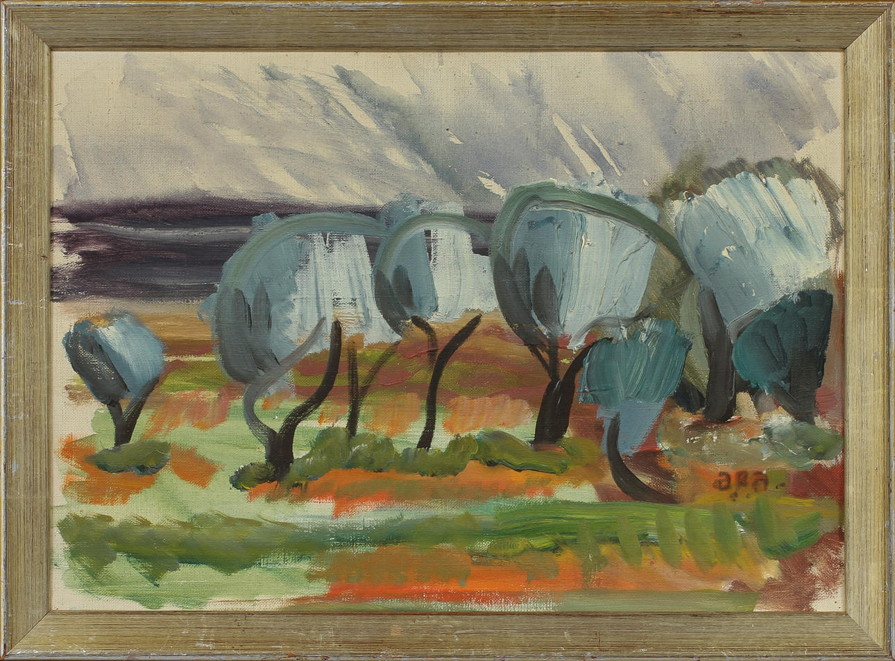 ARNE ANDERSSON. Landskap med träd, olja på pappannå, signerad ara.