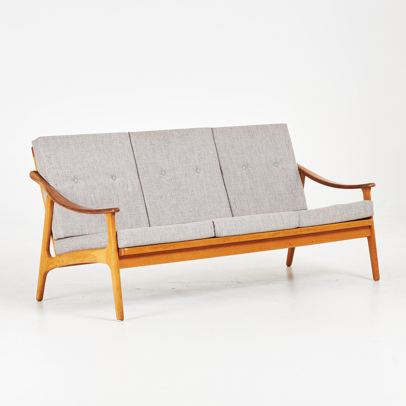 A mid 20th century Bejra Möbel sofa, teak and oak frame, textile ...