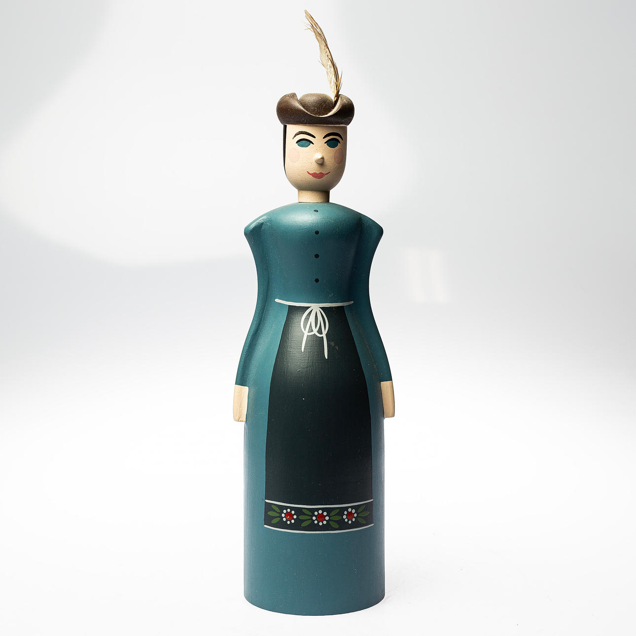 SKULPTUR, Falujungfrun, bemålat trä.