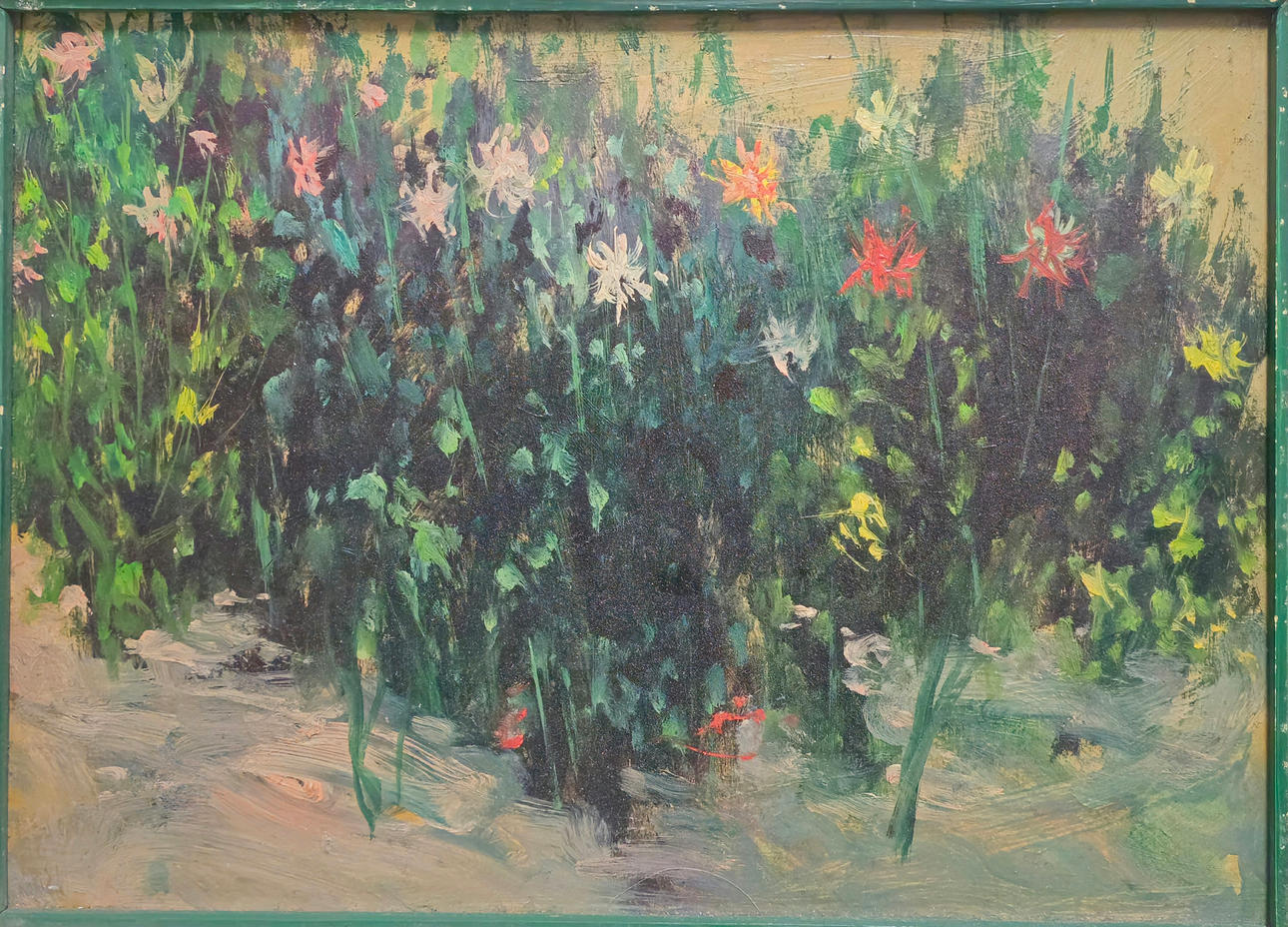 CATALAN SCHOOL. FLOWERS. OIL ON BOARD.