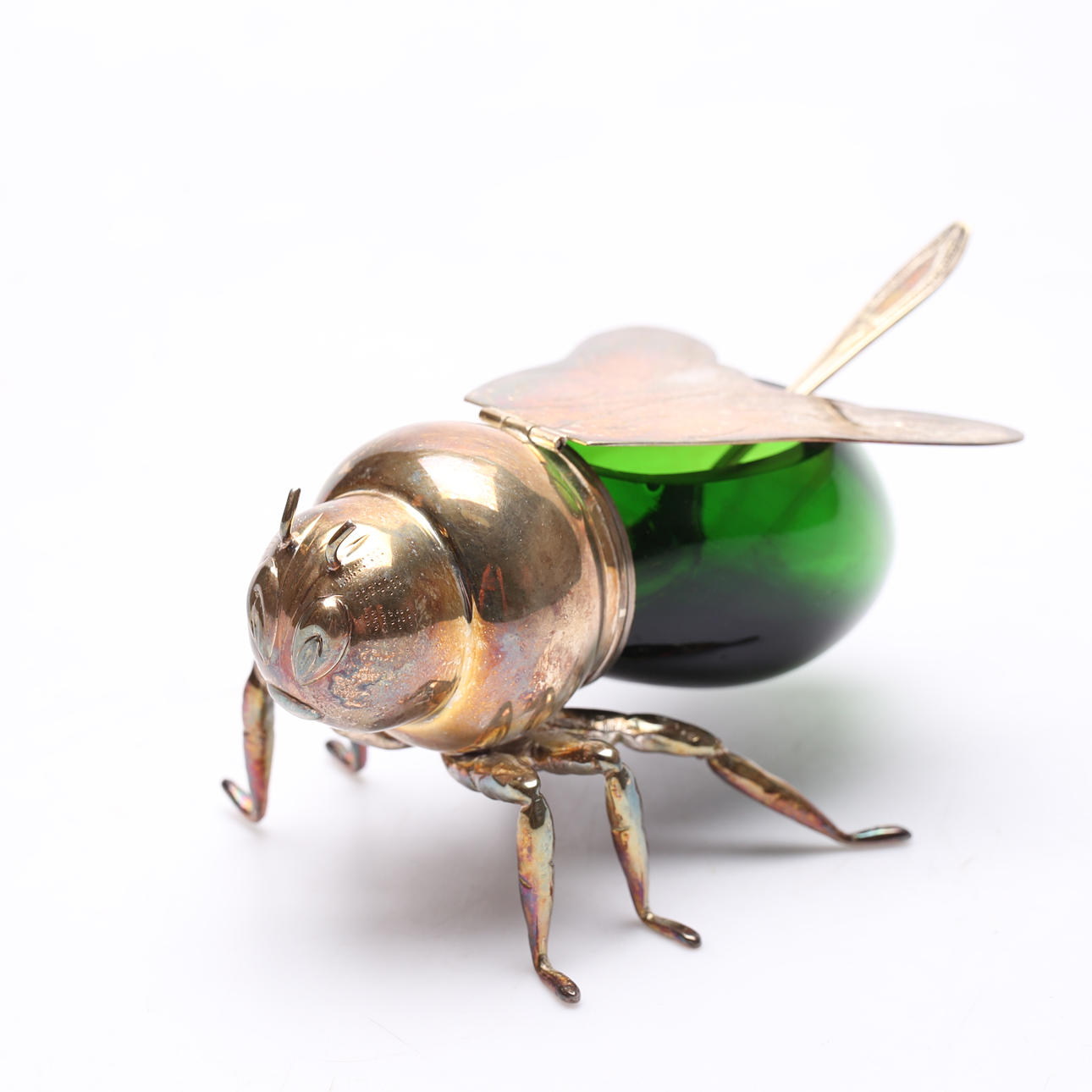 HONUNGSGÖMMA, vitmetall och glas.