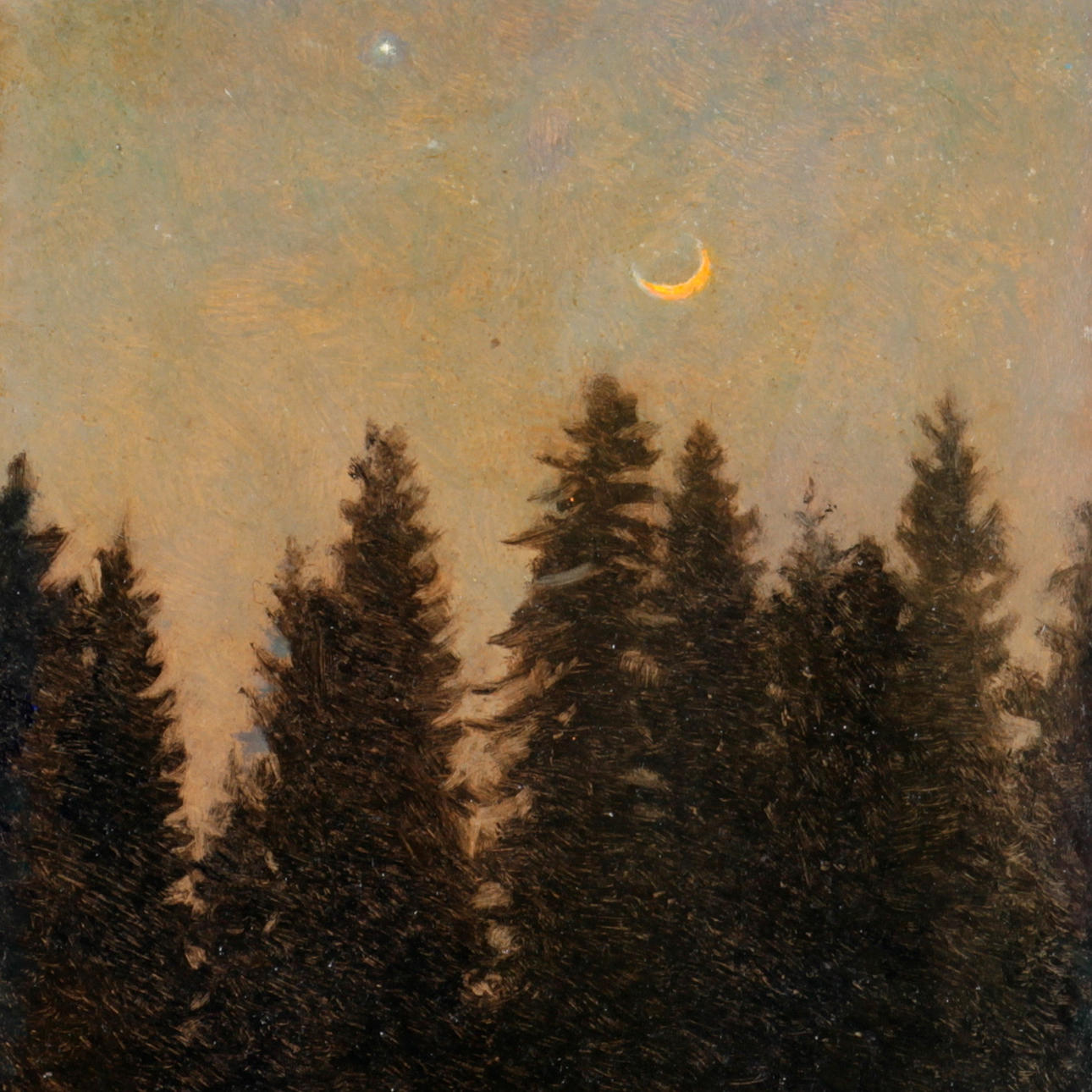 GUSTAF DAVID BÖKLIN. Olja på pannå, "Morkullekväll", signerad.