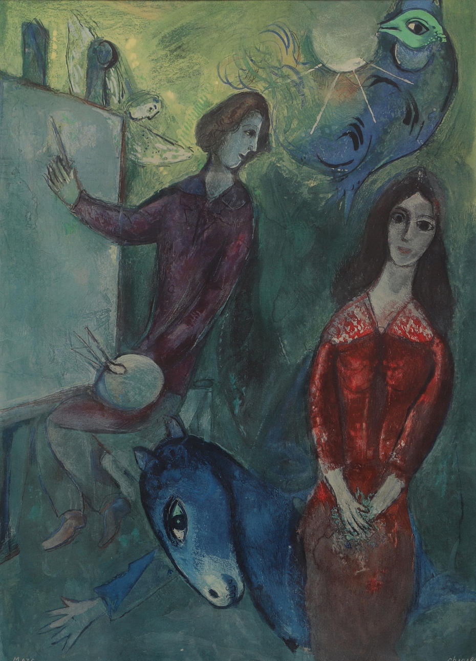 MARC CHAGALL. Färglitografiskt tryck, efter, signerad i trycket.