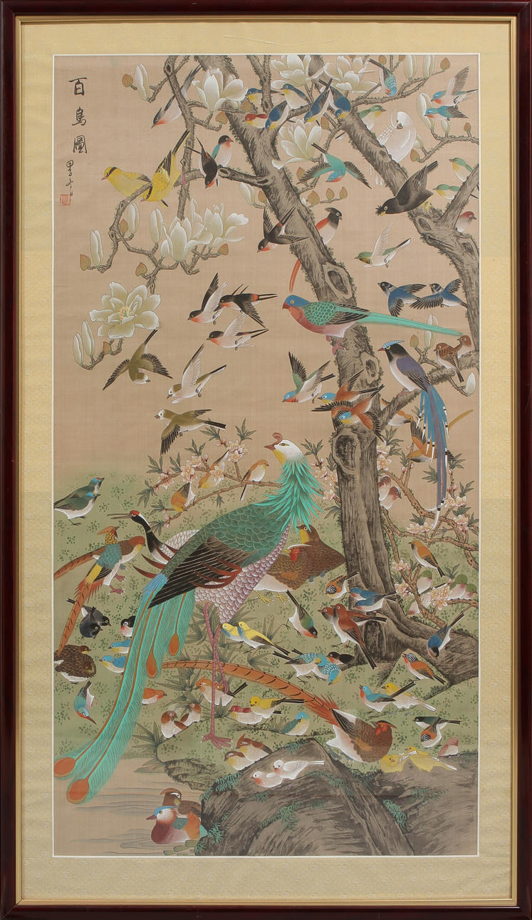 SIDENMÅLNING, akvarell, okänd kinesisk konstnär.