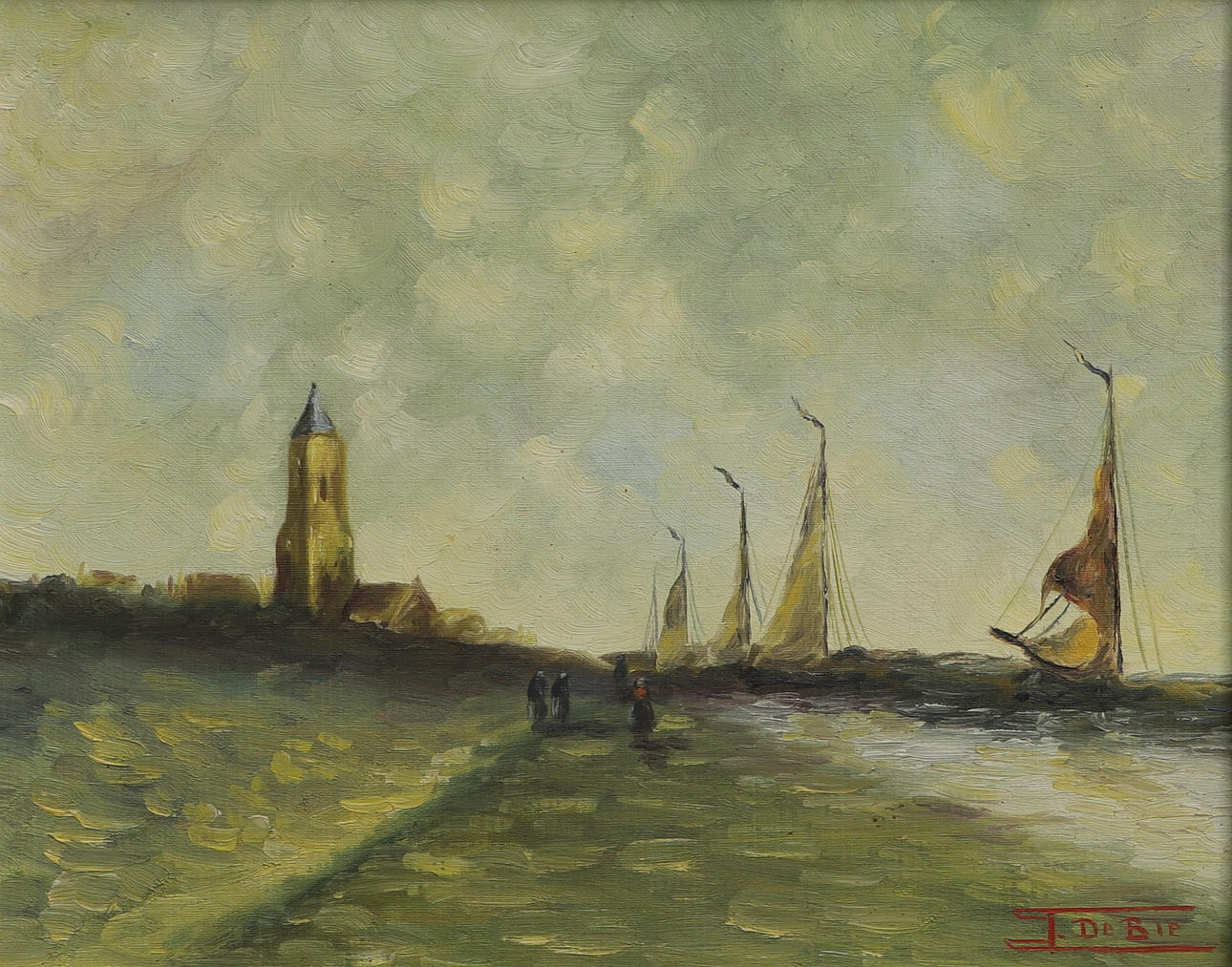 JOHN SEBASTIAN ALBERT DE BIE. Oil on canvas, beach motif, signed.