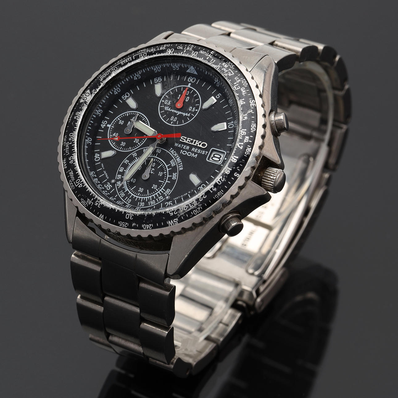 RELOJ DE PULSERA, Seiko, «Flightmaster Pilot», cronógrafo 100M, acero.