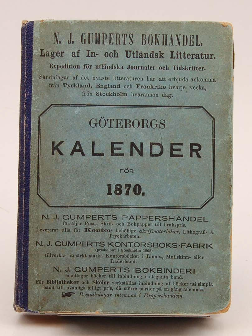 ADRESS & ANNONSKALENDER. Göteborgs kalender för 1870.