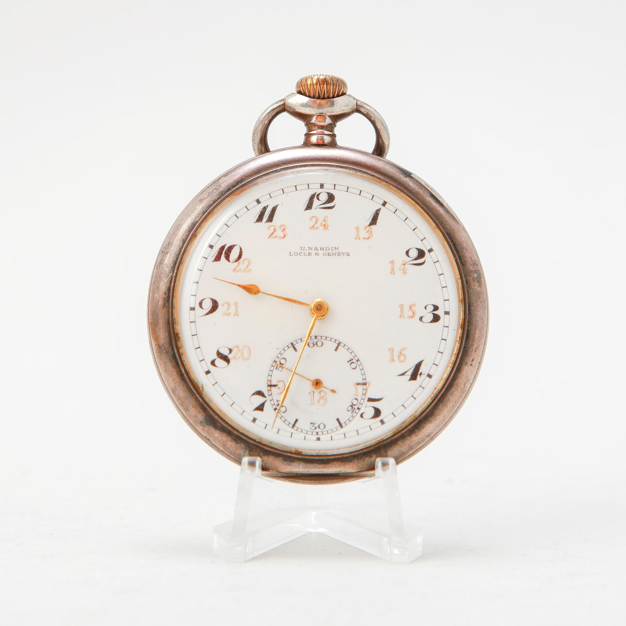 A pocket watch, U Nardin, Locle & Geneva, silver.