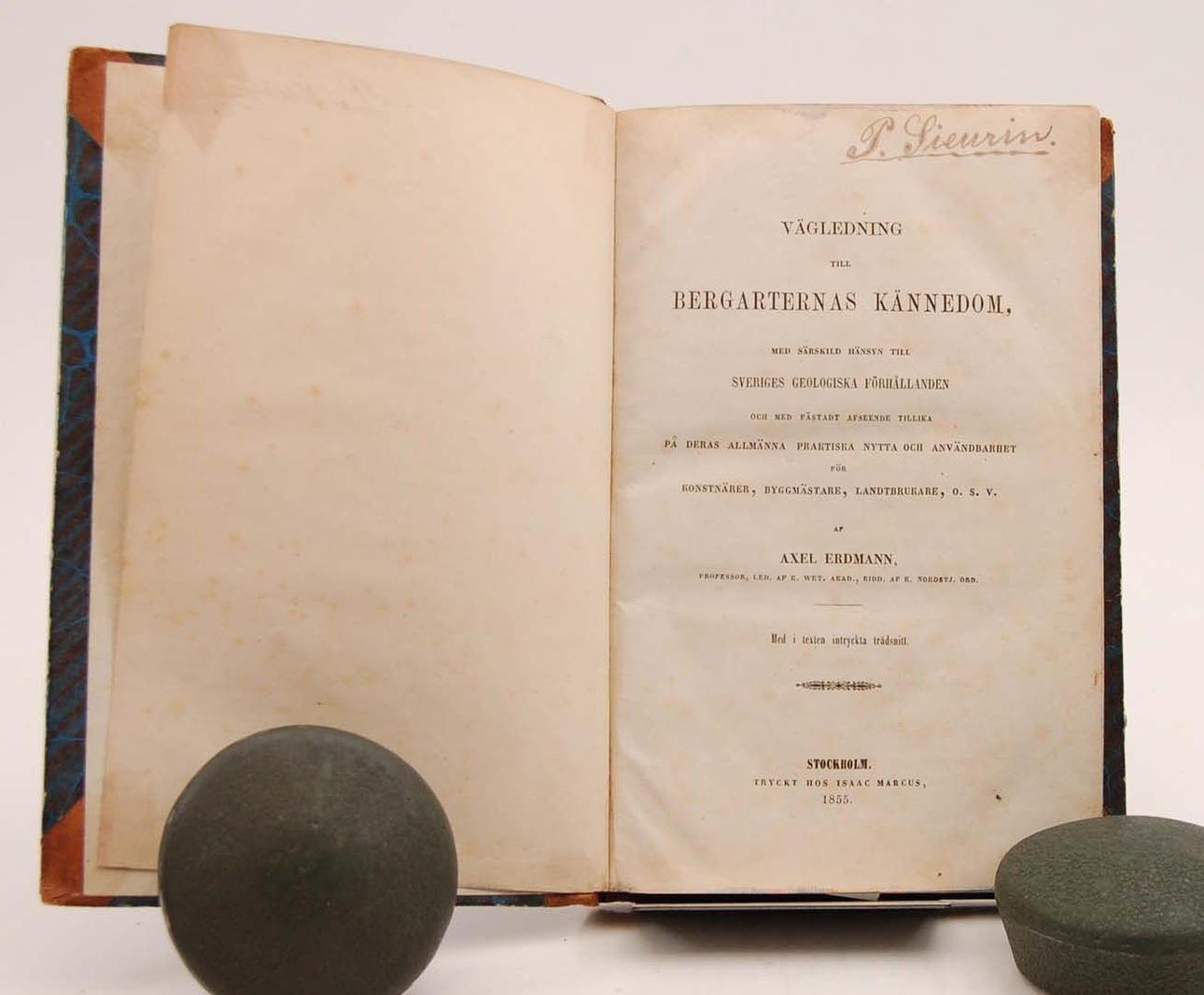 ERDMANN, AXEL (1814-1869). Vägledning till bergarternas kännedom.