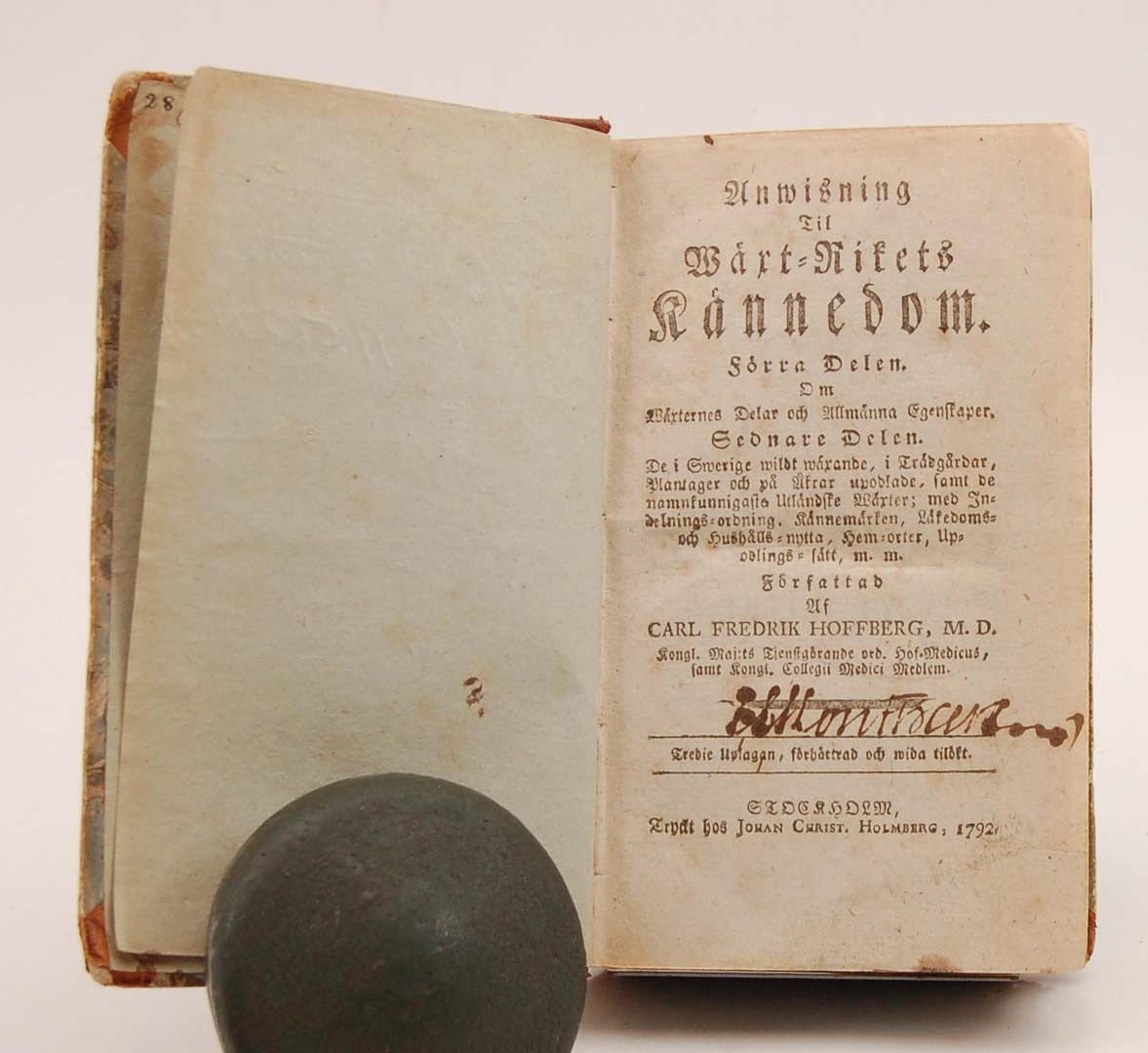 HOFFBERG, C F. Anwisning til Wäxt-Rikets kännedom.