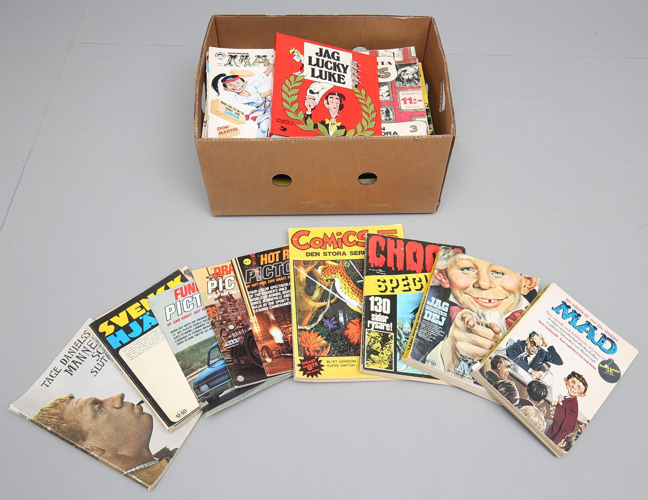 PARTI SERIETIDNINGAR, bland annat MAD och Comics.