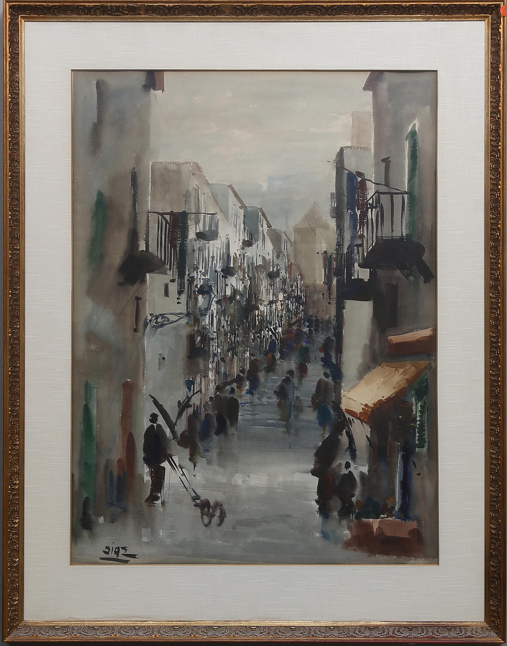 OIDENTIFIERAD KONSTNÄR. Akvarell, signerad Diaz.