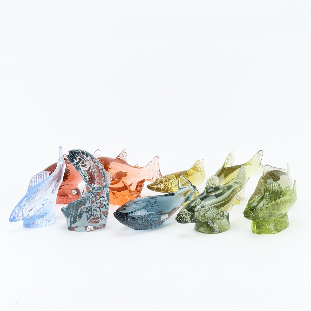 PAUL HOFF 10 glass fish for WWF, Kosta Boda. Glass - Other - Auctionet