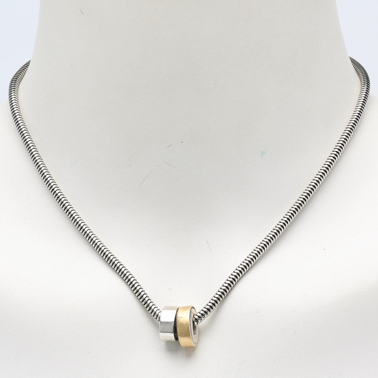 PIA RAUFF. necklace with charms, sterling silver & 18K gold, Rauff.
