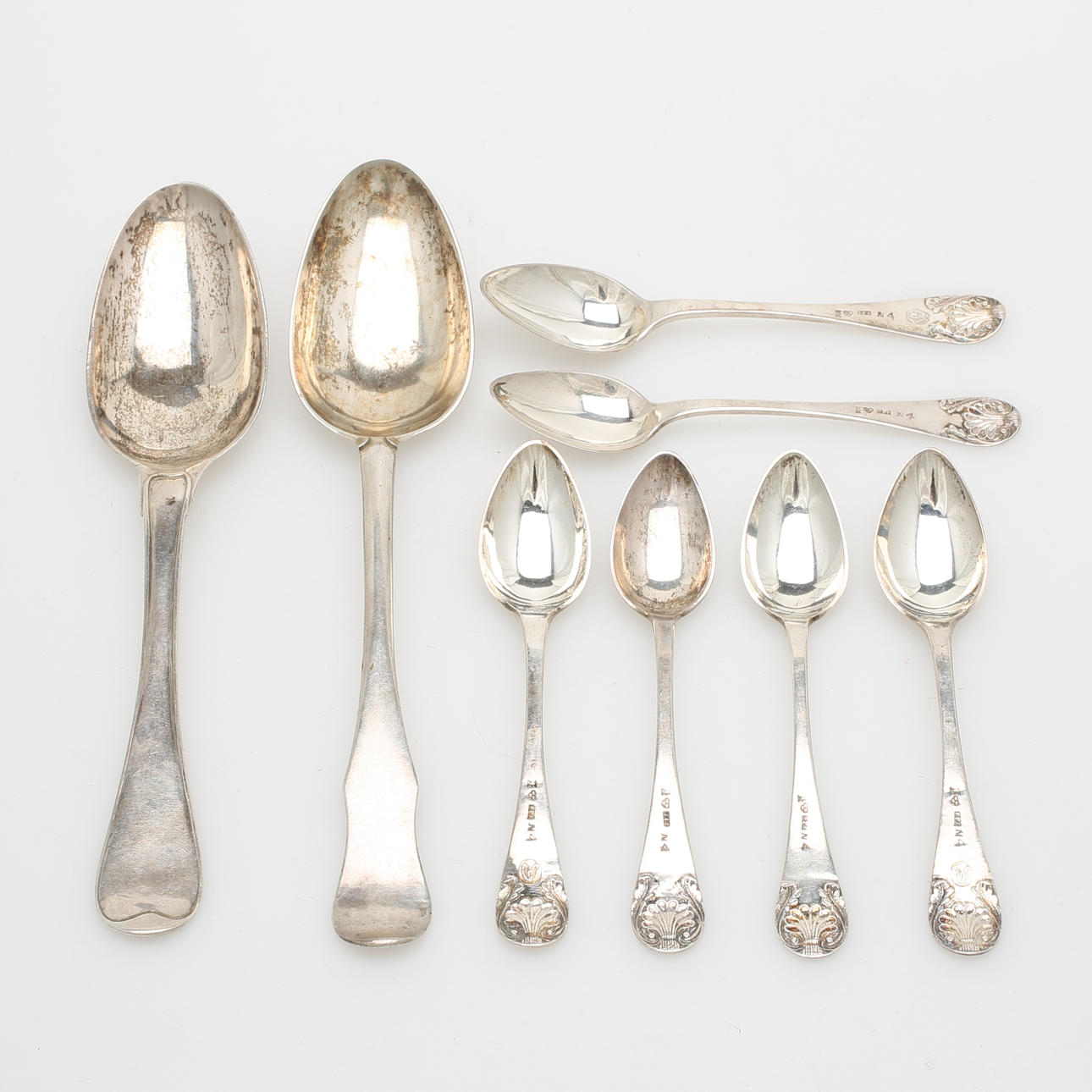 SKEDAR, 8 st, silver, Karlskrona, 1700-och 1800-tal, vikt 192 gram.