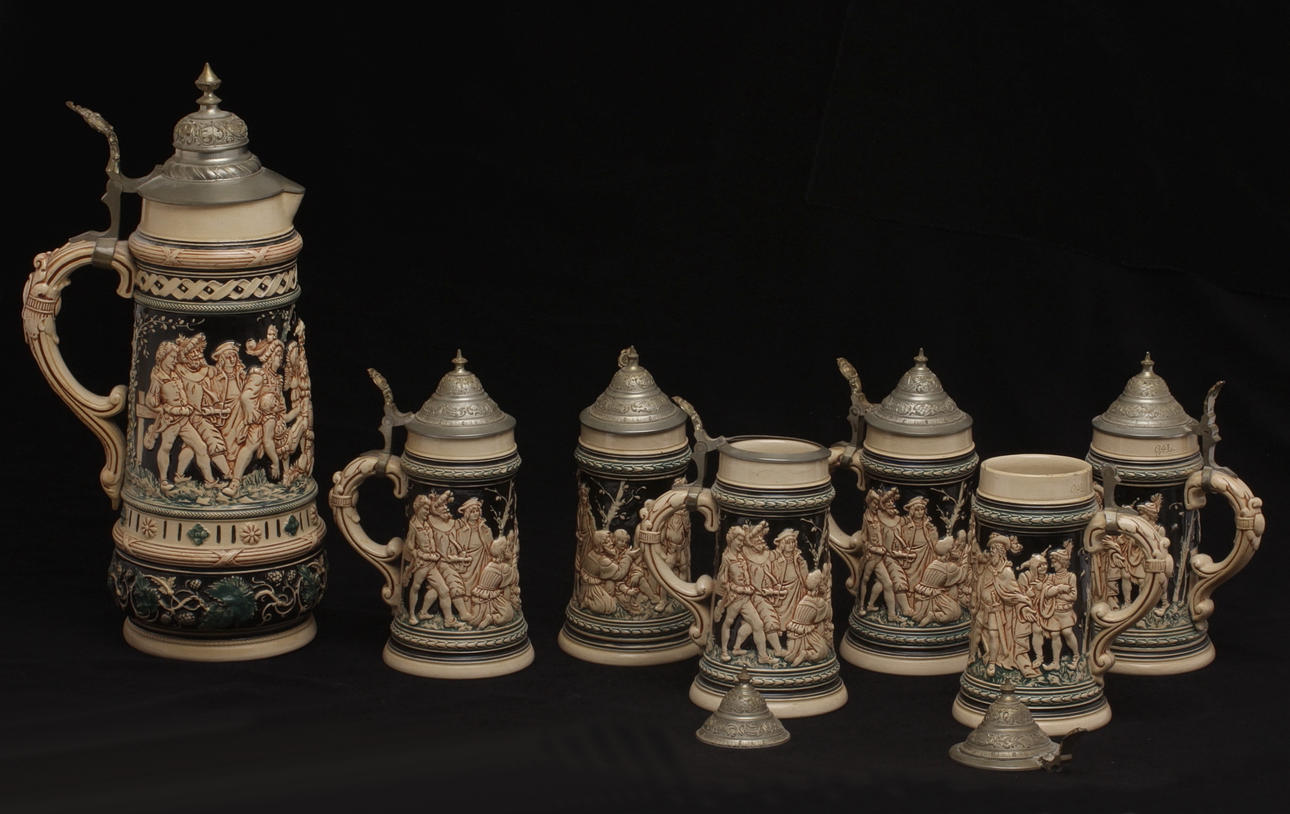 KANNA samt STOP, totalt 7 delar, keramik, 1800/1900-tal.