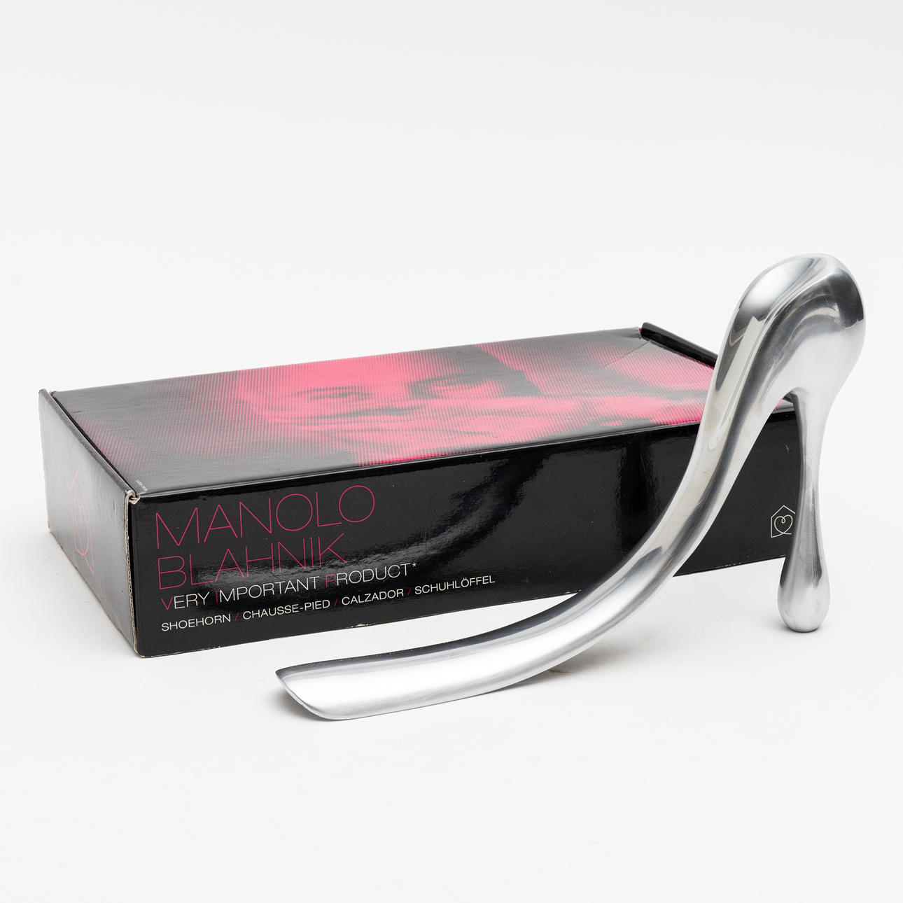 MANOLO BLAHNIK, ein moderner Schuhlöffel aus Aluminium.