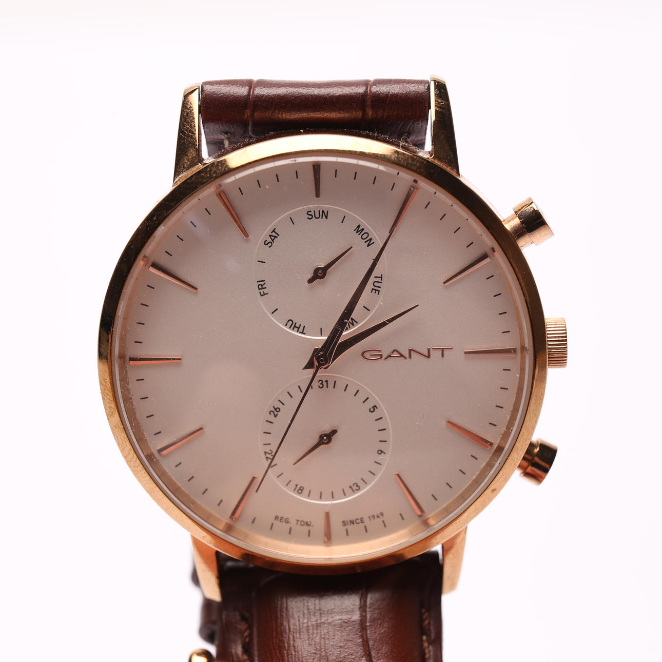 Eine Gant Armbanduhr, Lederarmband.