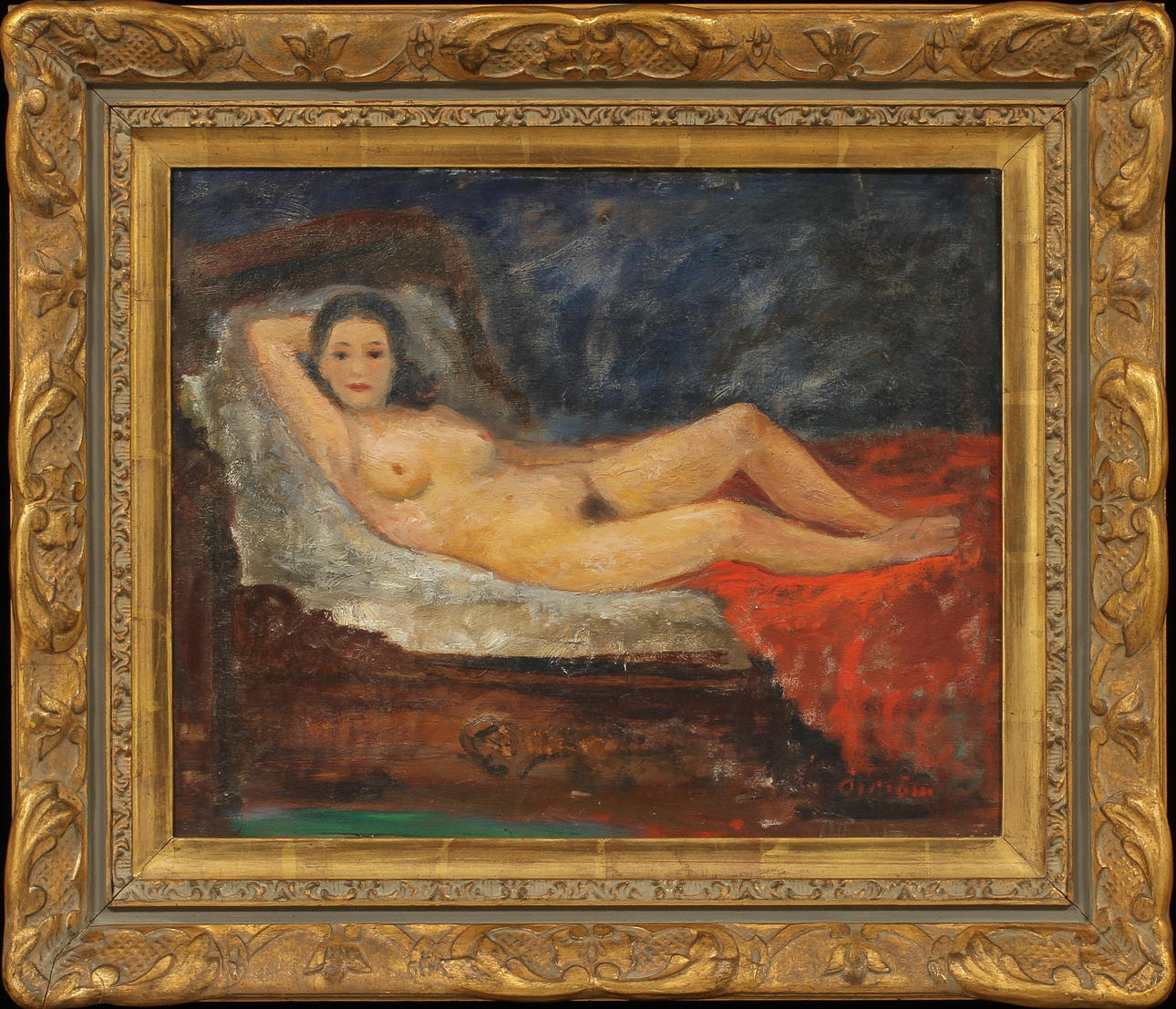 FOLKE ÖSTRÖM. Modell, olja på pannå, signerad.