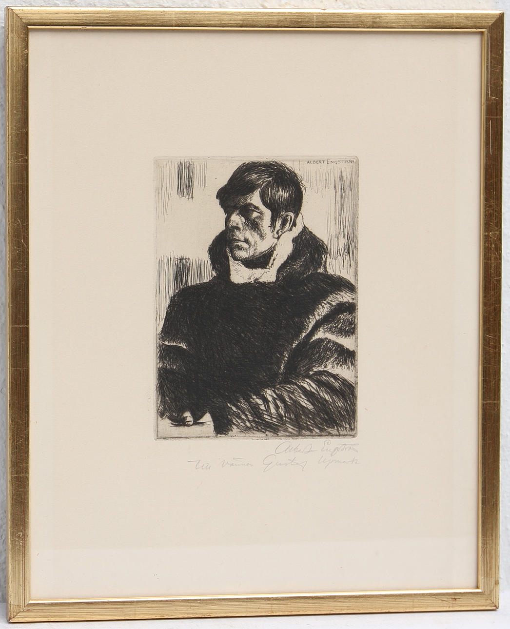 ALBERT ENGSTRÖM. Etsning, signerad.