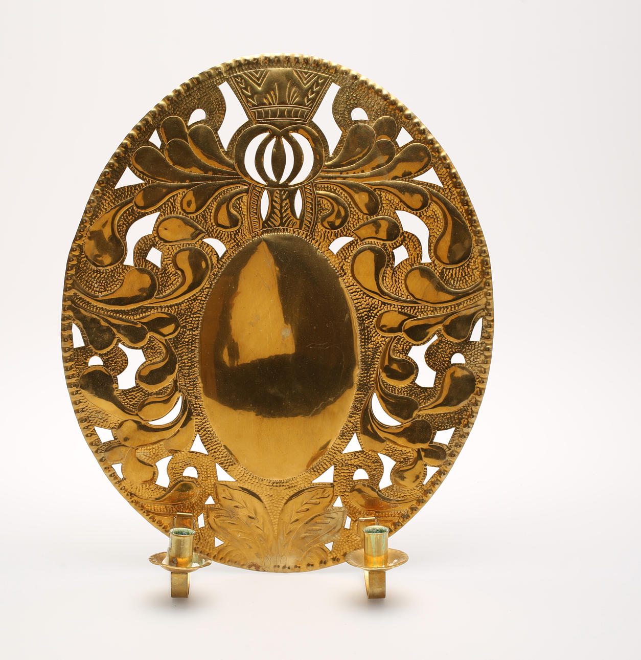 VÄGGLAMPETT, 2 ljus, mässing.