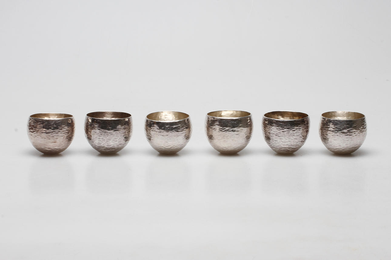 SUPKOPPAR, sex delar, Anders Norling, Nyköping, Silver, vikt ca 545 gram.