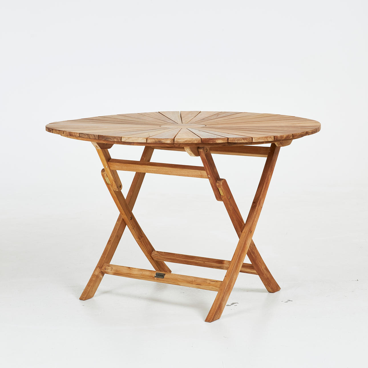 A. HUSEBY, “Midsummer round dining table”, folding dining table, contemporary, teak.