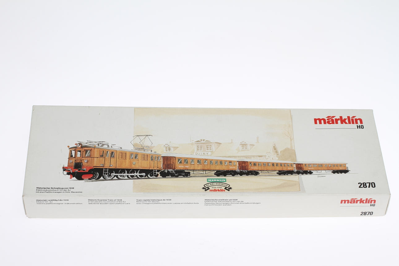 MODELLTÅG MÄRKLIN 2870 svenska tågsatsen med D-loket 101 i originalkartong.