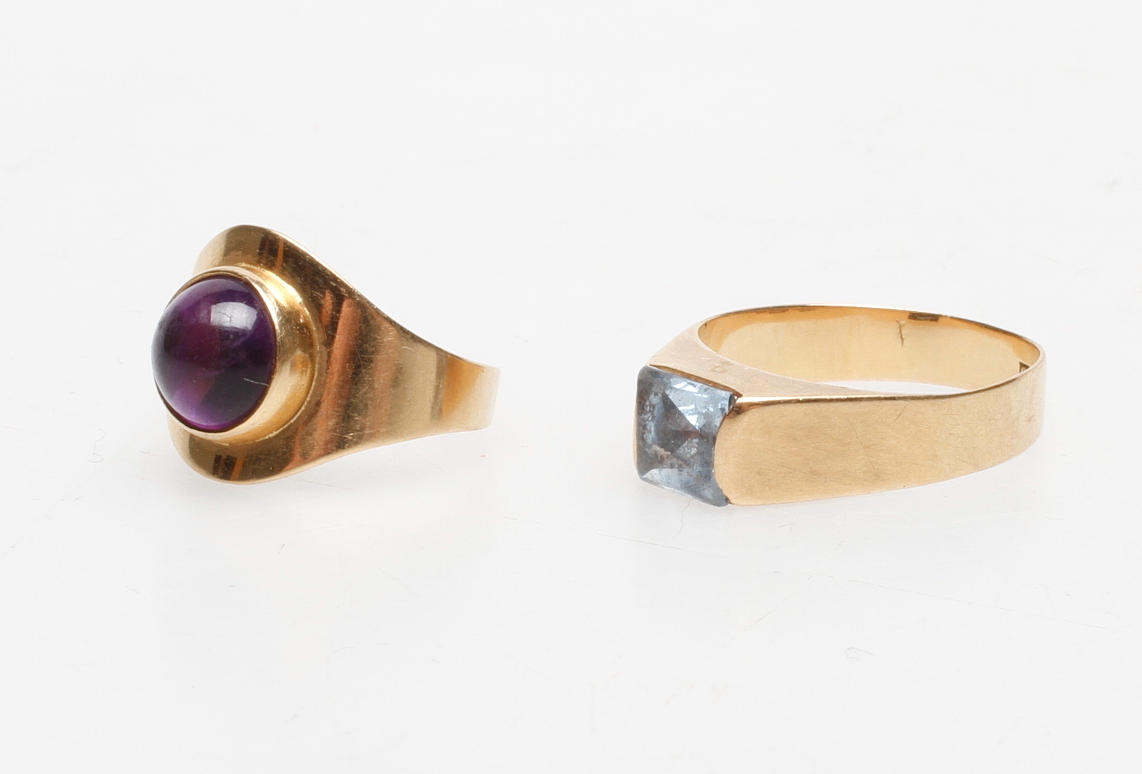 RINGAR, 2 st, 18k guld, total vikt ca 5,2 gr.