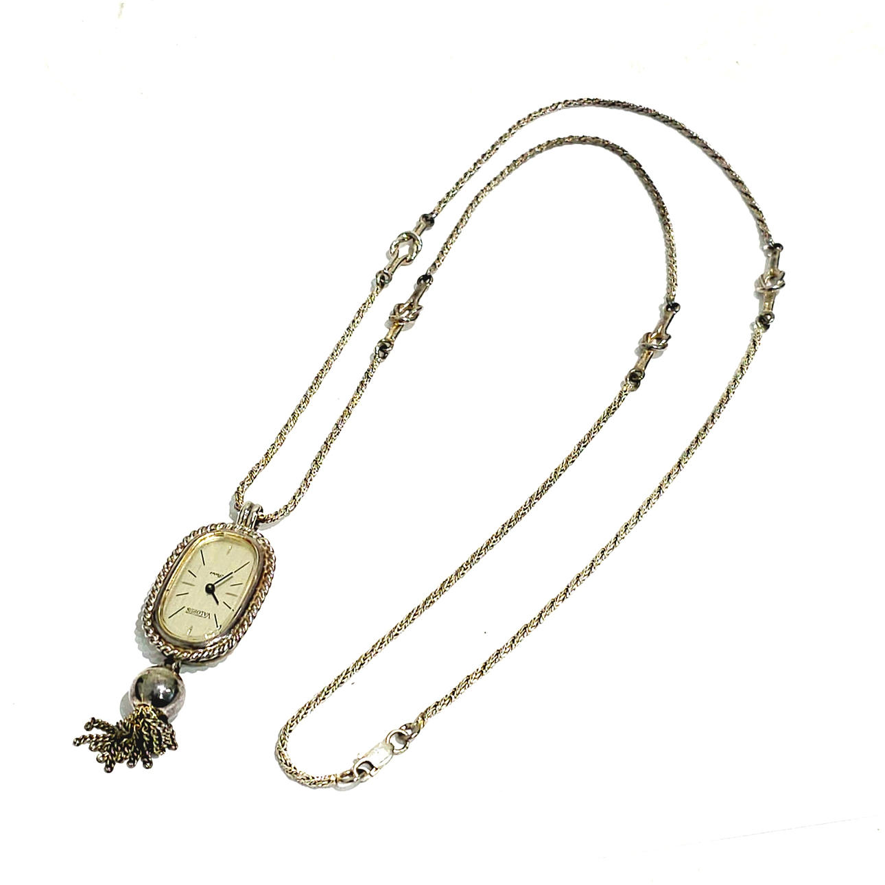 VÆRDI. HÆNGENDE UR MED KÆDE I SØLV.