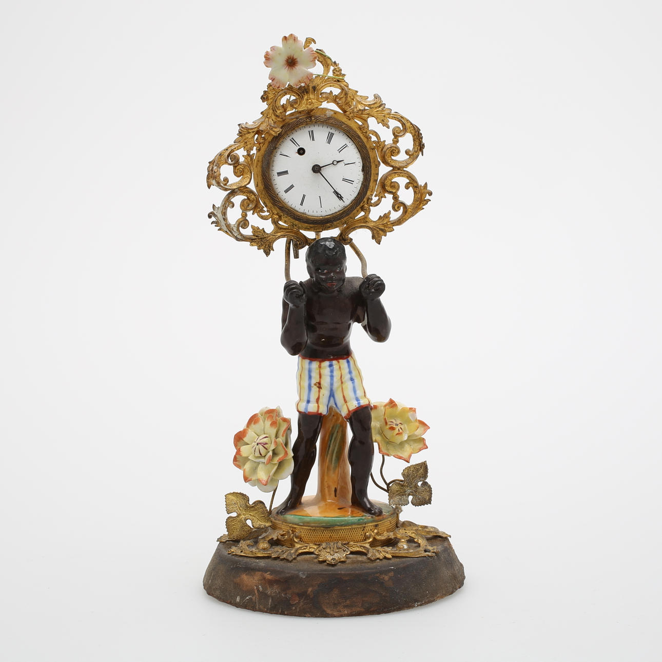 BORDSUR, förgylld metall och porslin, 1800-tal.