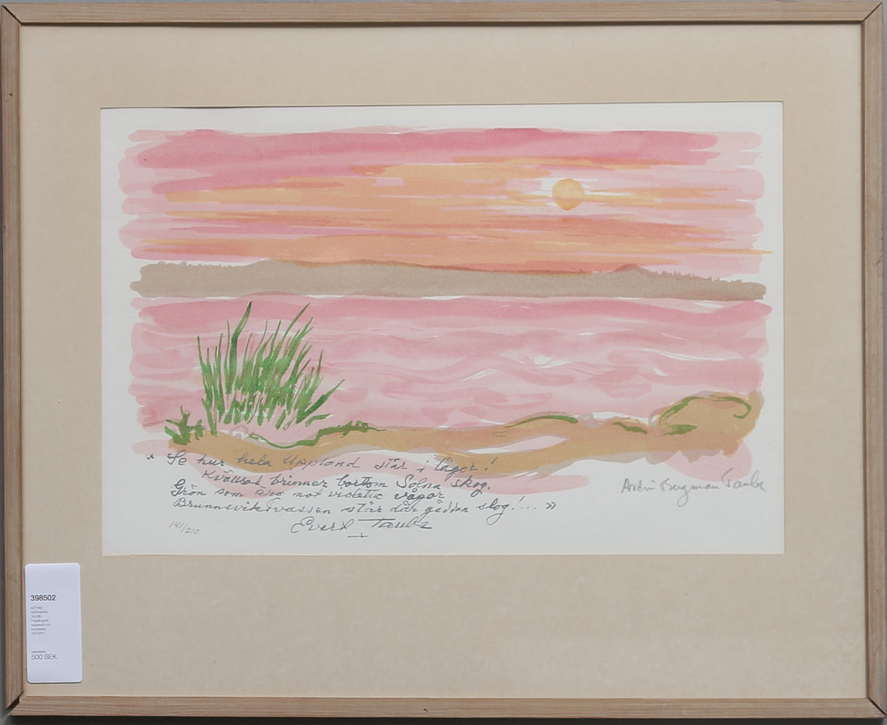 ASTRID BERGMAN TAUBE. Färglitografi, signerad och numrerad 141/210.