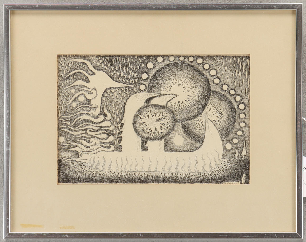 GUNHILD KULANDER blyertsteckning, signerad.