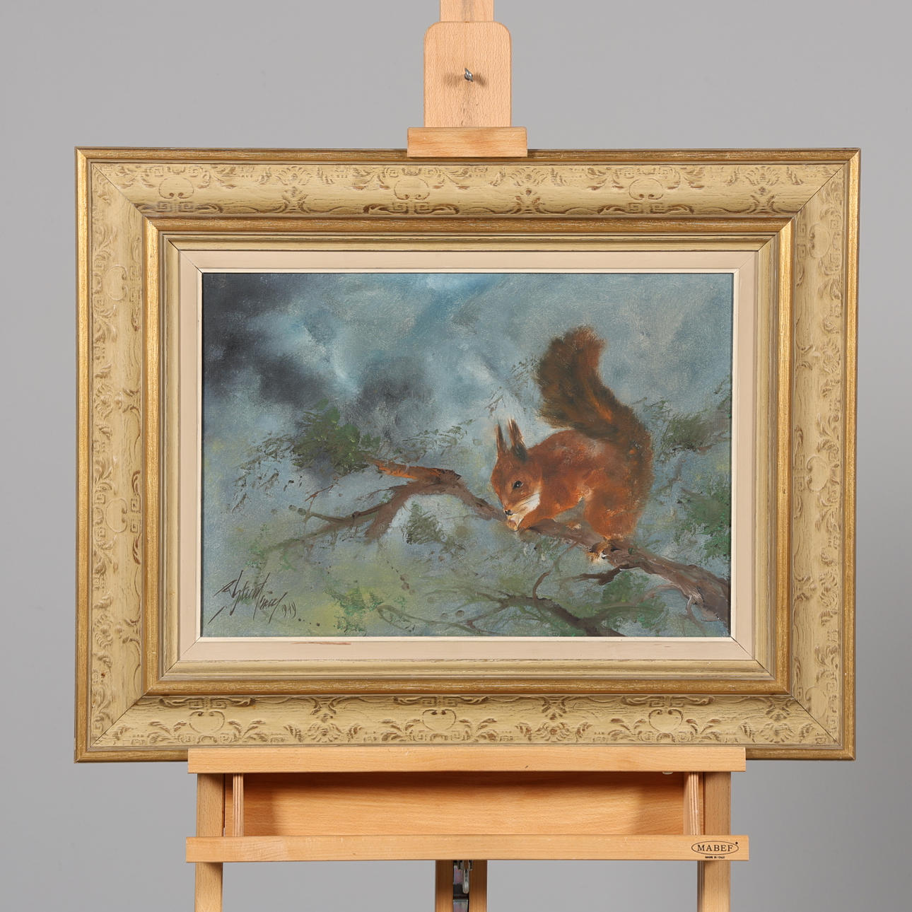ROLAND STENSTRÖM. OIL ON CANVAS, “Squirrel” Signed.