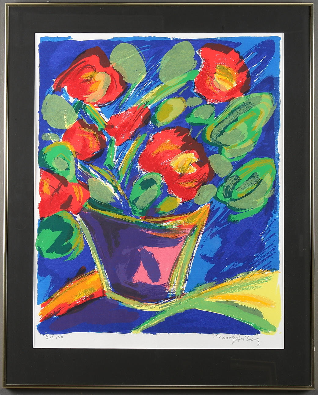 BENGT ÅBERG. Rosenbukett, färglitografi, signerad och numrerad 80/150.