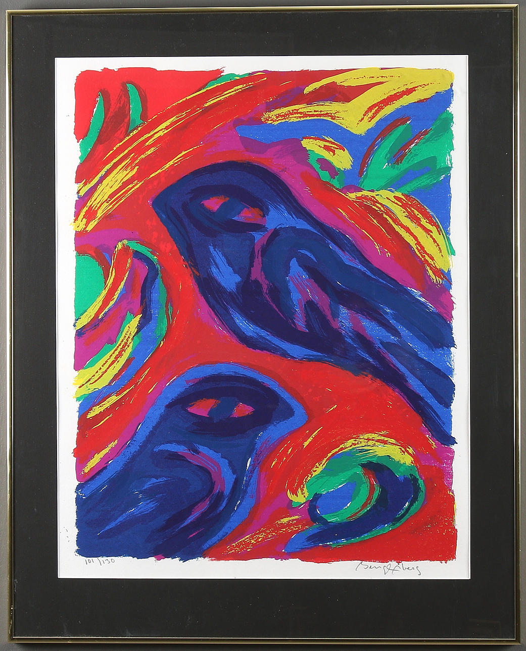 BENGT ÅBERG. Blå fåglar, färglitografi, signerad och numrerad 101/130.