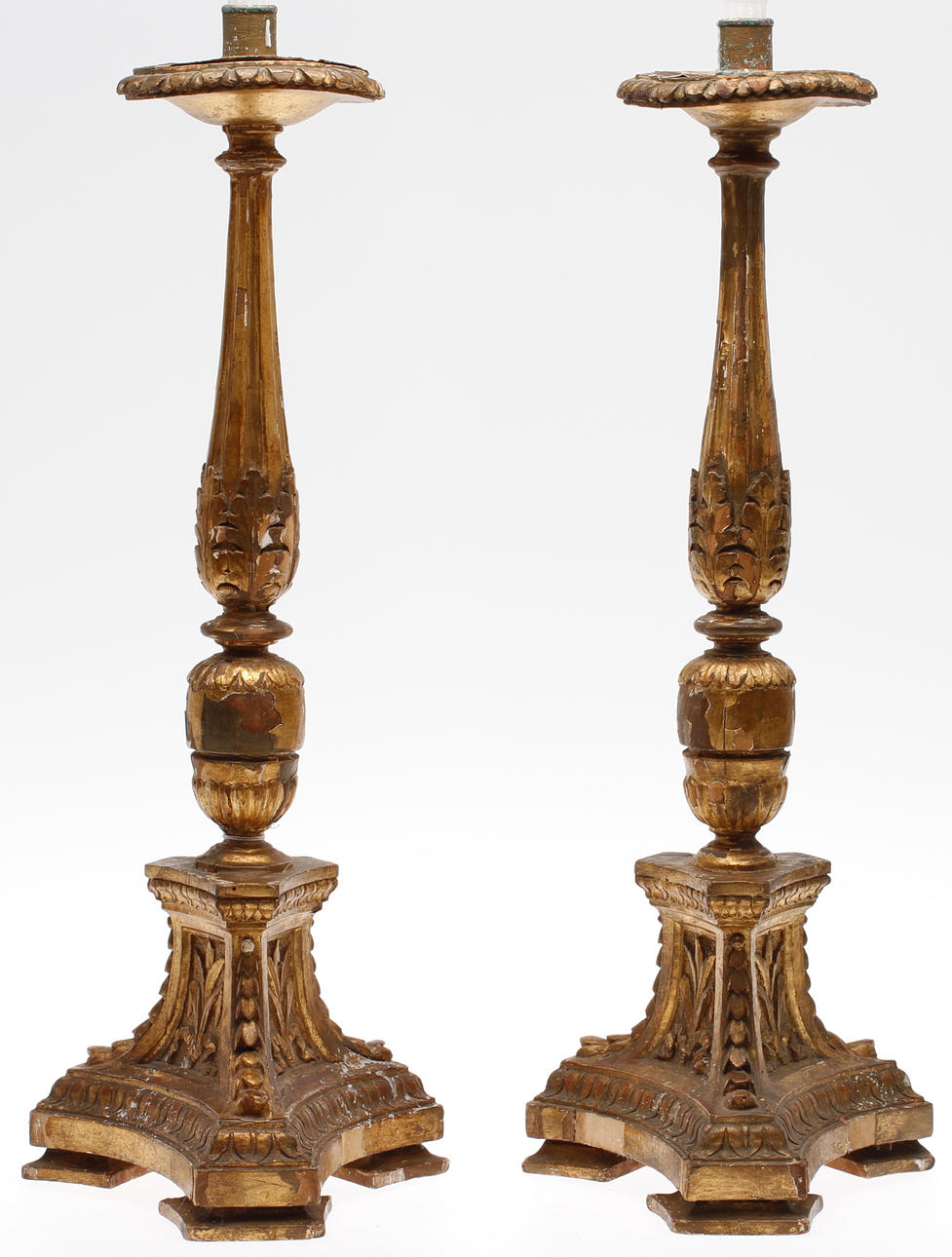 ALTAR CANDLES, a pair, 1700s / 1800s.