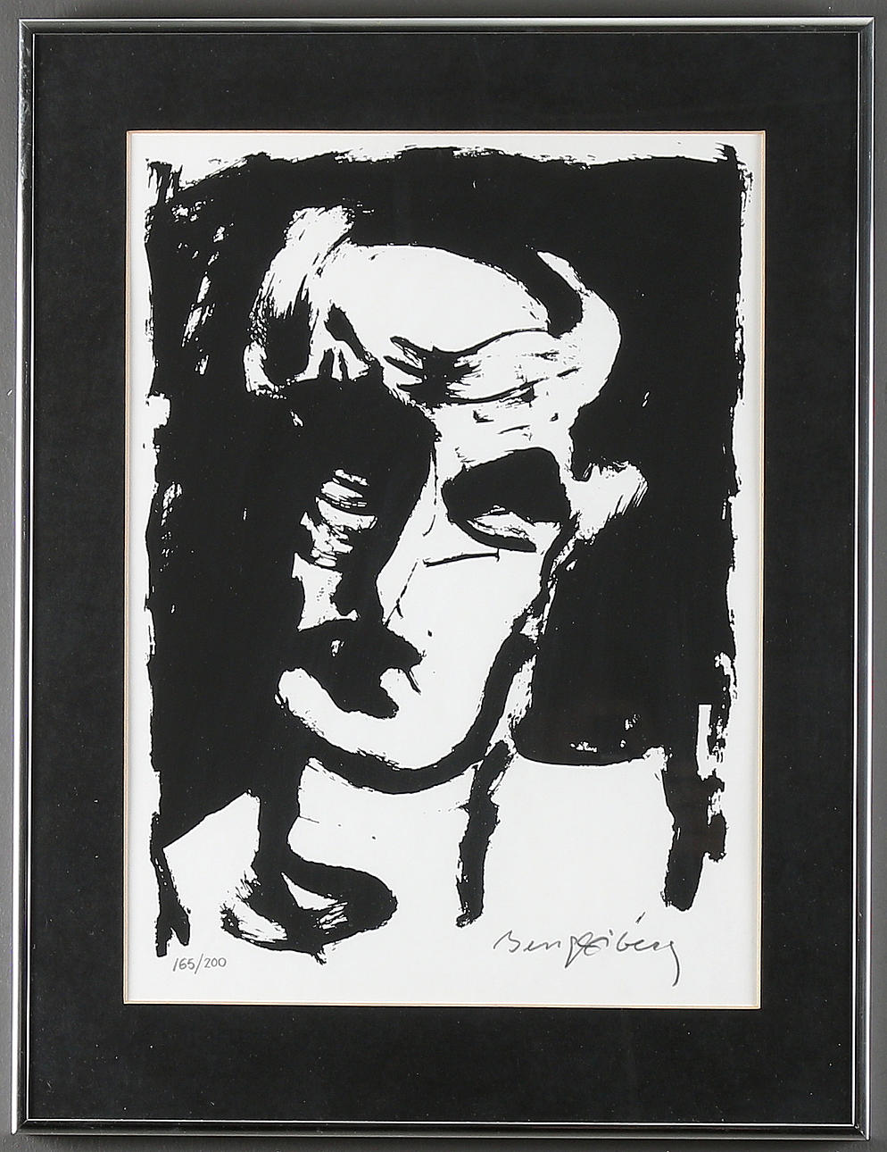 BENGT ÅBERG. Porträtt, litografi. Signerad och numrerad 165/200.